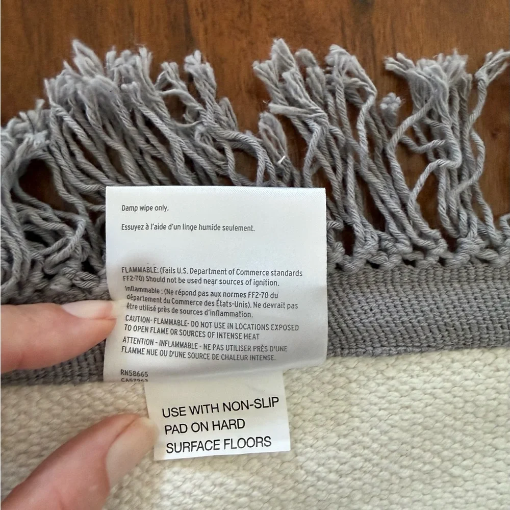 Nordstrom Blue and Cream Striped Handwoven Cotton Rug